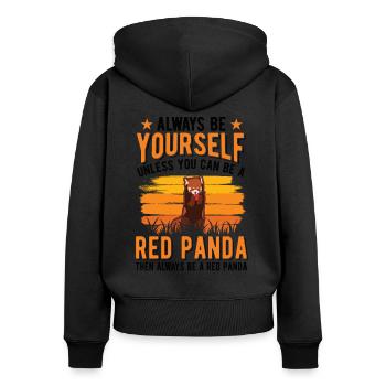 Roter Panda Geschenk Red Panda - Frauen Premium Bio Zip Hoodie - Schwarz - Hinten - Julia (174cm)