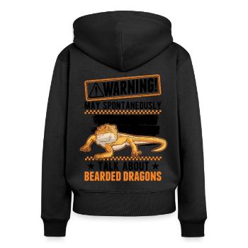 Avertissement Dragon Barbu Cadeau Dragon Barbu - Sweat à capuche zippé Premium bio Femme - noir - Dos - Julia (174cm)