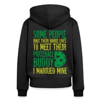 Pickleball Husband Wife Marriage - Frauen Premium Bio Zip Hoodie - Schwarz - Hinten - Julia (174cm)