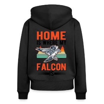 La maison est l’endroit où mon faucon est fauconnier crécerelle - Sweat à capuche zippé Premium bio Femme - noir - Dos - Julia (174cm)