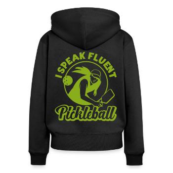Pickleball Retro I Speak Fluent - Women's Premium Organic Zip Hoodie - black - Back - Julia (174cm)