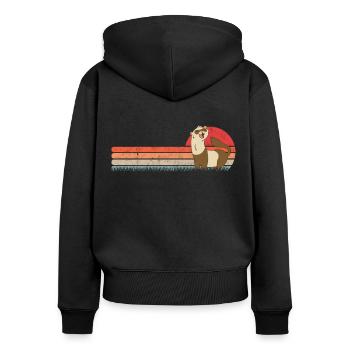 Ferret Retro Weasel Vintage - Sweat à capuche zippé Premium bio Femme - noir - Dos - Julia (174cm)