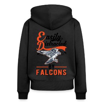 Easily distracted by Falcons Falkenzüchter Falkner - Women's Premium Organic Zip Hoodie - black - Back - Julia (174cm)