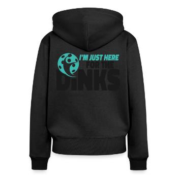 Pickleball Pun I'm Just Here For - Women's Premium Organic Zip Hoodie - black - Back - Julia (174cm)