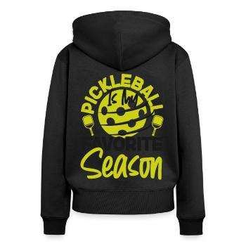 Pickleball Pickleball est mon - Sweat à capuche zippé Premium bio Femme - noir - Dos - Julia (174cm)