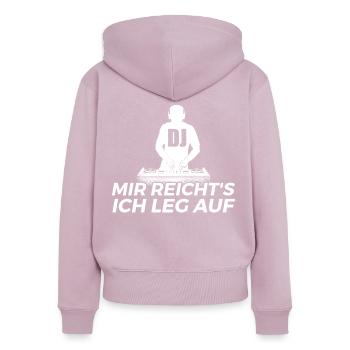 DJ Auftritt Auflegen - Frauen Premium Bio Zip Hoodie - Altrosa - Hinten - Julia (174cm)
