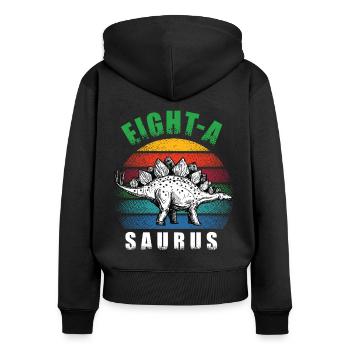 Eight-A Saurus - Frauen Premium Bio Zip Hoodie - Schwarz - Hinten - Julia (174cm)
