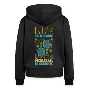 La vie de pickleball est un jeu - Sweat à capuche zippé Premium bio Femme - noir - Dos - Julia (174cm)