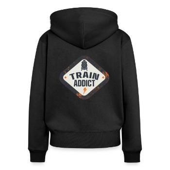 Eisenbahn Verrückt Eisenbahner Eisenbahnliebhaber - Frauen Premium Bio Zip Hoodie - Schwarz - Hinten - Julia (174cm)