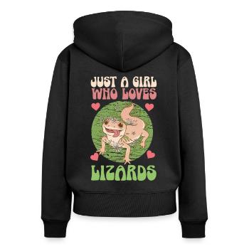 Just A Girl Who Loves Lizard's Lizard Reptiles - Women's Premium Organic Zip Hoodie - black - Back - Julia (174cm)