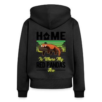Home is where my Red Pandas are Roter Panda - Women's Premium Organic Zip Hoodie - black - Back - Julia (174cm)
