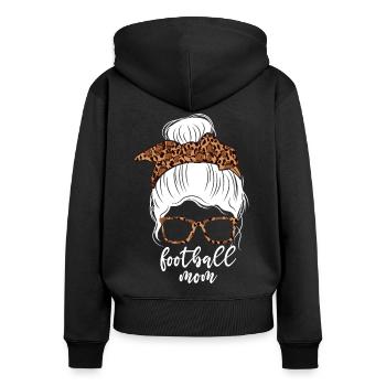 Football Maman Messy Bun Léopard Maman - Sweat à capuche zippé Premium bio Femme - noir - Dos - Julia (174cm)