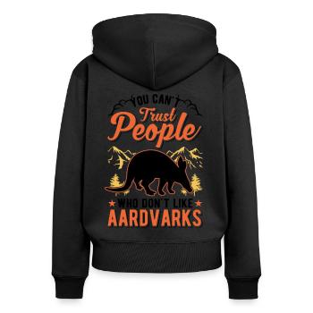 Aardvark Cadeau Aardvark - Sweat à capuche zippé Premium bio Femme - noir - Dos - Julia (174cm)