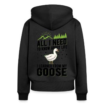 Geese Gift Goose Lovers Goose Breeders - Women's Premium Organic Zip Hoodie - black - Back - Julia (174cm)