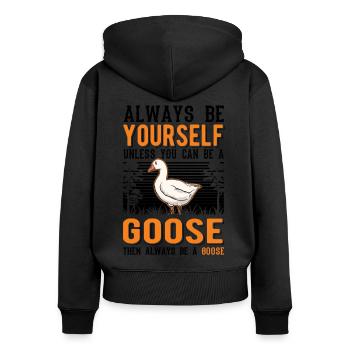 Oies Cadeau Goose Lovers Goose Éleveurs d’oies - Sweat à capuche zippé Premium bio Femme - noir - Dos - Julia (174cm)