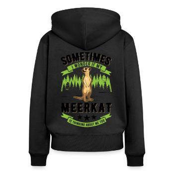 Erdmännchen Surikat Meerkat - Frauen Premium Bio Zip Hoodie - Schwarz - Hinten - Julia (174cm)