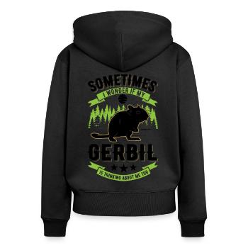 Gerbil Gift Racing Rat Gerbil - Women's Premium Organic Zip Hoodie - black - Back - Julia (174cm)