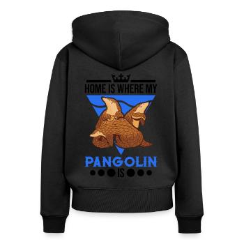 Zuhause ist wo mein Pangolin ist - Frauen Premium Bio Zip Hoodie - Schwarz - Hinten - Julia (174cm)
