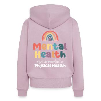 Mental Health Regenbogen - Frauen Premium Bio Zip Hoodie - Altrosa - Hinten - Julia (174cm)