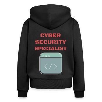 Cybersecurity - IT-Sicherheit Informatiker - Frauen Premium Bio Zip Hoodie - Schwarz - Hinten - Julia (174cm)
