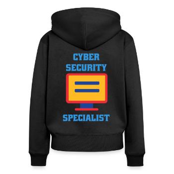 Cybersecurity - IT-Sicherheit Informatiker - Frauen Premium Bio Zip Hoodie - Schwarz - Hinten - Julia (174cm)