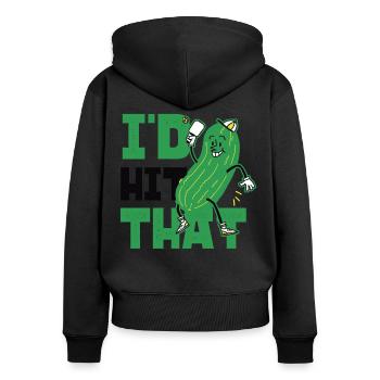 Pickleball Pickle I'd Hit That - Women's Premium Organic Zip Hoodie - black - Back - Julia (174cm)