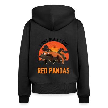 J’aime vraiment Red Pandas Roter Panda - Sweat à capuche zippé Premium bio Femme - noir - Dos - Julia (174cm)