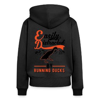 Easily distracted by Running Ducks Laufente - Women's Premium Organic Zip Hoodie - black - Back - Julia (174cm)
