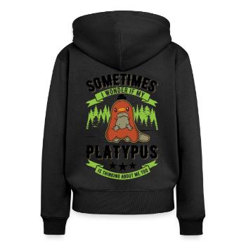 Platypus Spell Platypus - Women's Premium Organic Zip Hoodie - black - Back - Julia (174cm)