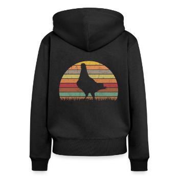 Taube Retro Taubenzüchter Vintage - Frauen Premium Bio Zip Hoodie - Schwarz - Hinten - Julia (174cm)