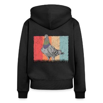 Pigeon Rétro Pigeon Fancier Vintage - Sweat à capuche zippé Premium bio Femme - noir - Dos - Julia (174cm)