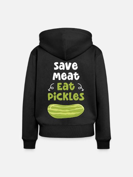 Save Meat Eat Pickles - Frauen Premium Bio Zip Hoodie - Schwarz