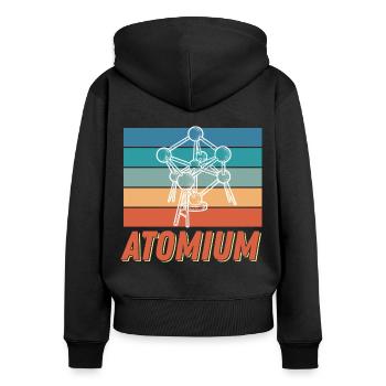 Atomium Science Noyau atomique Physique Physicien atomique - Sweat à capuche zippé Premium bio Femme - noir - Dos - Julia (174cm)