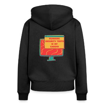 Cybersecurity - IT-Sicherheit Informatiker - Frauen Premium Bio Zip Hoodie - Schwarz - Hinten - Julia (174cm)