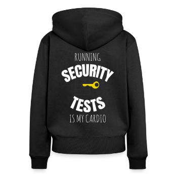 Cybersecurity - IT-Sicherheit Informatiker - Frauen Premium Bio Zip Hoodie - Schwarz - Hinten - Julia (174cm)