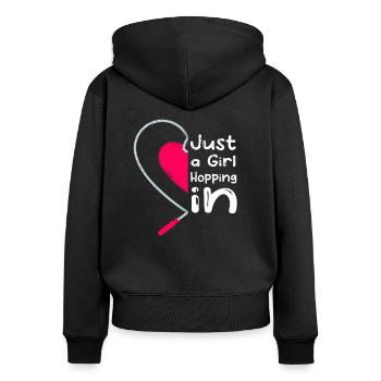 Fitness Roping - Jumping rope for women - Women's Premium Organic Zip Hoodie - black - Back - Julia (174cm)