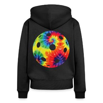 Pickleball Tie Dye Retro 80s 90s - Women's Premium Organic Zip Hoodie - black - Back - Julia (174cm)