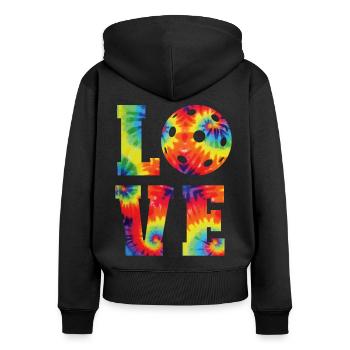 Pickleball Tie Dye 80s90s Love - Sweat à capuche zippé Premium bio Femme - noir - Dos - Julia (174cm)