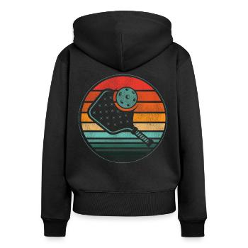 Pickleball Retro Vintage - Sweat à capuche zippé Premium bio Femme - noir - Dos - Julia (174cm)