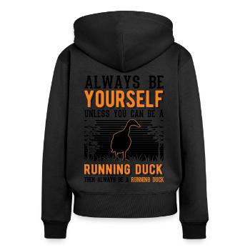 Indian Running Duck Gift Running Duck - Women's Premium Organic Zip Hoodie - black - Back - Julia (174cm)