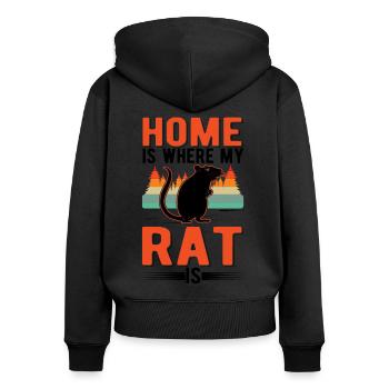 La maison est l’endroit où sont mes rats - Sweat à capuche zippé Premium bio Femme - noir - Dos - Julia (174cm)