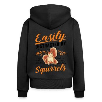 Facilement distrait par les écureuils Eichhörnchen - Sweat à capuche zippé Premium bio Femme - noir - Dos - Julia (174cm)