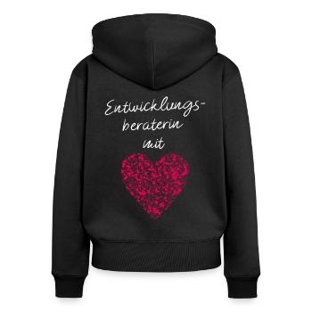 Entwicklungsberaterin mit Herz Pädagogin Kita - Frauen Premium Bio Zip Hoodie - Schwarz - Hinten - Julia (174cm)