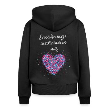 Ernährungsmedizinerin mit Herz Ernährungsberatung - Frauen Premium Bio Zip Hoodie - Schwarz - Hinten - Julia (174cm)