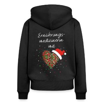 Ernährungsmedizinerin mit Herz Weihnachtsmotiv - Frauen Premium Bio Zip Hoodie - Schwarz - Hinten - Julia (174cm)