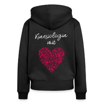 Kinesiologin mit Herz Chiropraktik Kinesiologie - Frauen Premium Bio Zip Hoodie - Schwarz - Hinten - Julia (174cm)