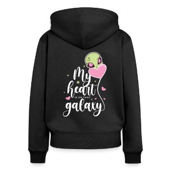 Heart is on the Galaxy Space Universe Astronaut - Women's Premium Organic Zip Hoodie - black - Back - Julia (174cm)