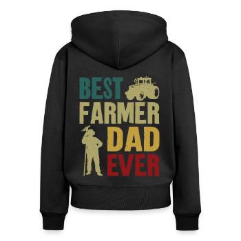 Farming Farmer Dad Father Vintage - Frauen Premium Bio Zip Hoodie - Schwarz - Hinten - Julia (174cm)