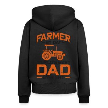 Farming Farmer Dad Father Vintage - Women's Premium Organic Zip Hoodie - black - Back - Julia (174cm)