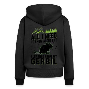 Gerbil Gift Racing Rat Gerbil - Women's Premium Organic Zip Hoodie - black - Back - Julia (174cm)
